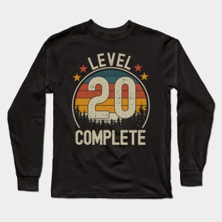 Level 20 Complete, 20th Anniversary Gifts for Him and Her, 20 Years Wedding Anniversary present for Husband and Wife, 20th Wedding Anniversary Long Sleeve T-Shirt